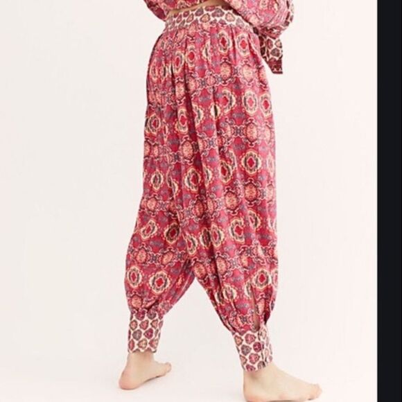 Intimately Free People Holibabe Women's Sleep Pants Pink Side Tie Baloon Sz XS - Picture 1 of 8